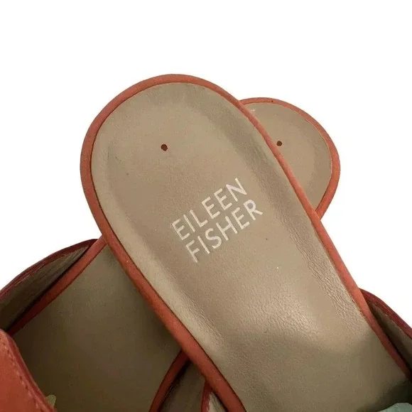 Eileen Fisher Dion Suede Mule Persimmon  Slip Ons Lightly Padded Shoes Coral 6 - Picture 6 of 9